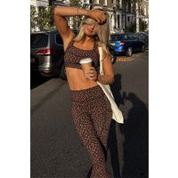 Women's Leopard Sports Bra in Brown, Size 10 by Never Fully Dressed | Never Fully Dressed US