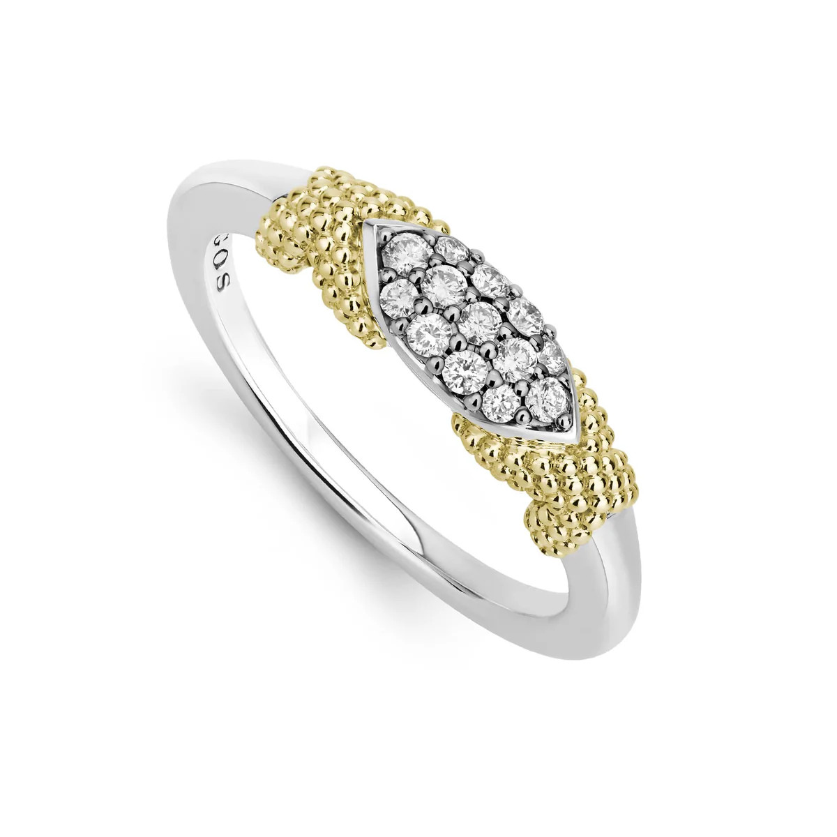 X Diamond Caviar Stacking Ring | LAGOS