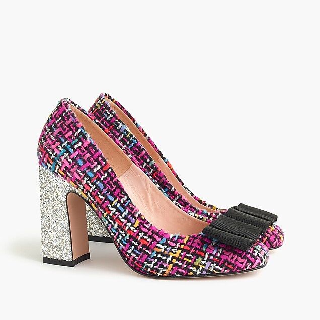 Harlow pumps in tweed with glitter heel | J.Crew Factory