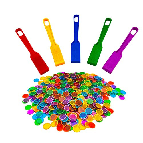 JUNWRROW Magnetic Bingo Wand, 5-Pack & 500 Metal Chips, 5 Colors - Large Group Game, Family Night, Sensory Activity, Educational Science Tool | Amazon (US)