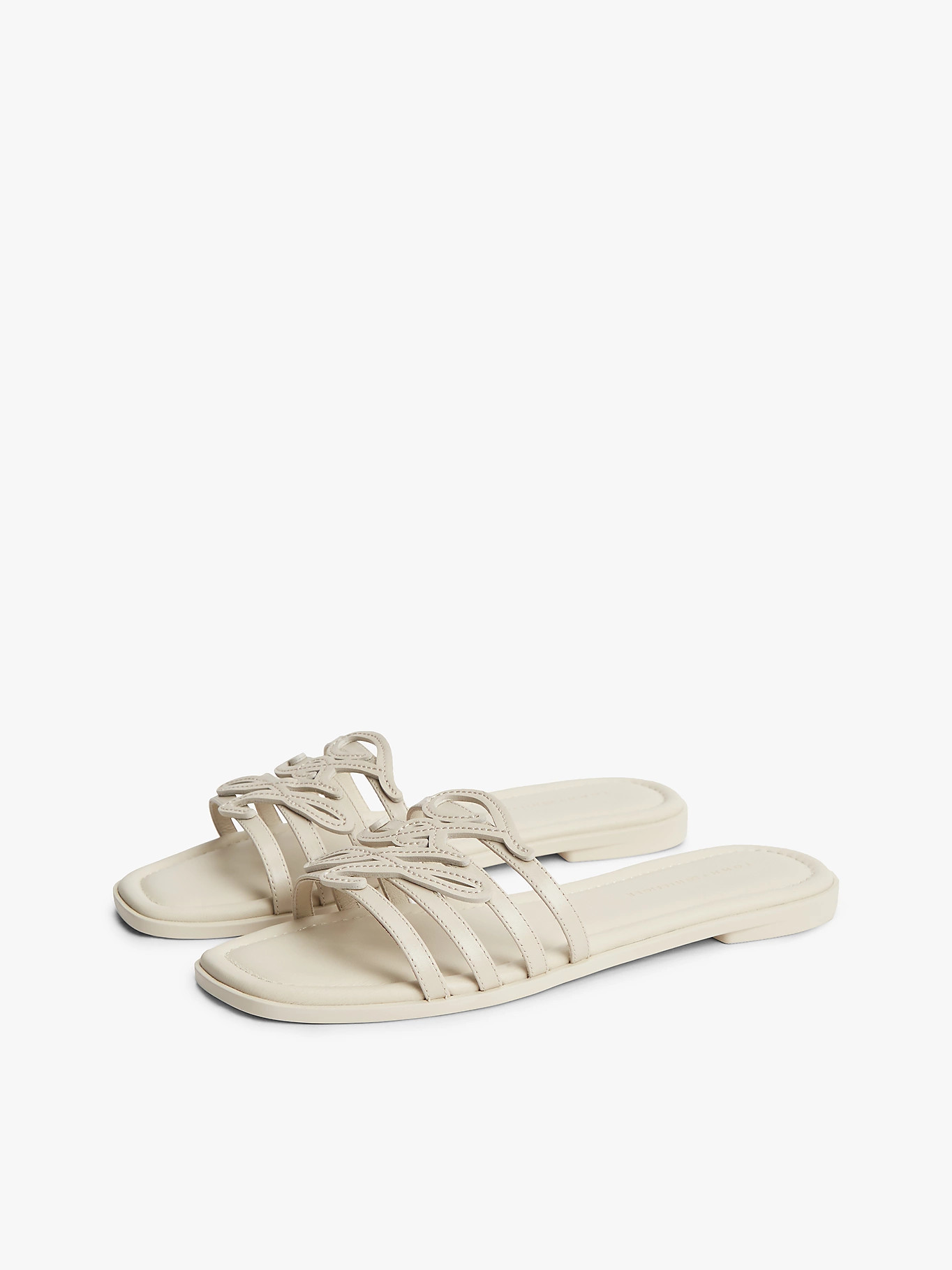 Logo Strap Leather Mules | Beige | Tommy Hilfiger | Tommy Hilfiger UK
