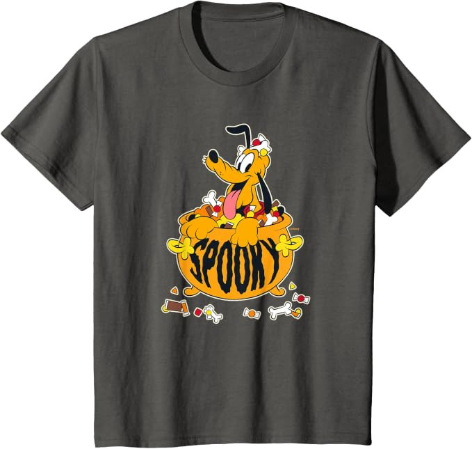 Disney Pluto Happy Halloween Spooky Cauldron with Candy T-Shirt | Amazon (US)