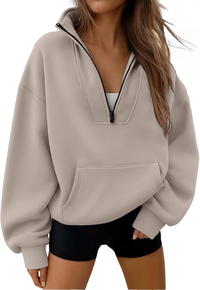 Trendy Queen Womens Sweatshirts Quarter Half Zip Pullover Oversized Hoodies Fall Fashion 2025 Win... | Amazon (US)