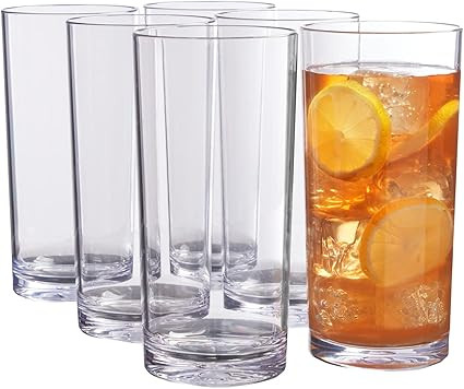 US Acrylic Classic 24 ounce Iced Tea Premium Quality Plastic Cups in Clear | Set of 6 Drinking Gl... | Amazon (US)