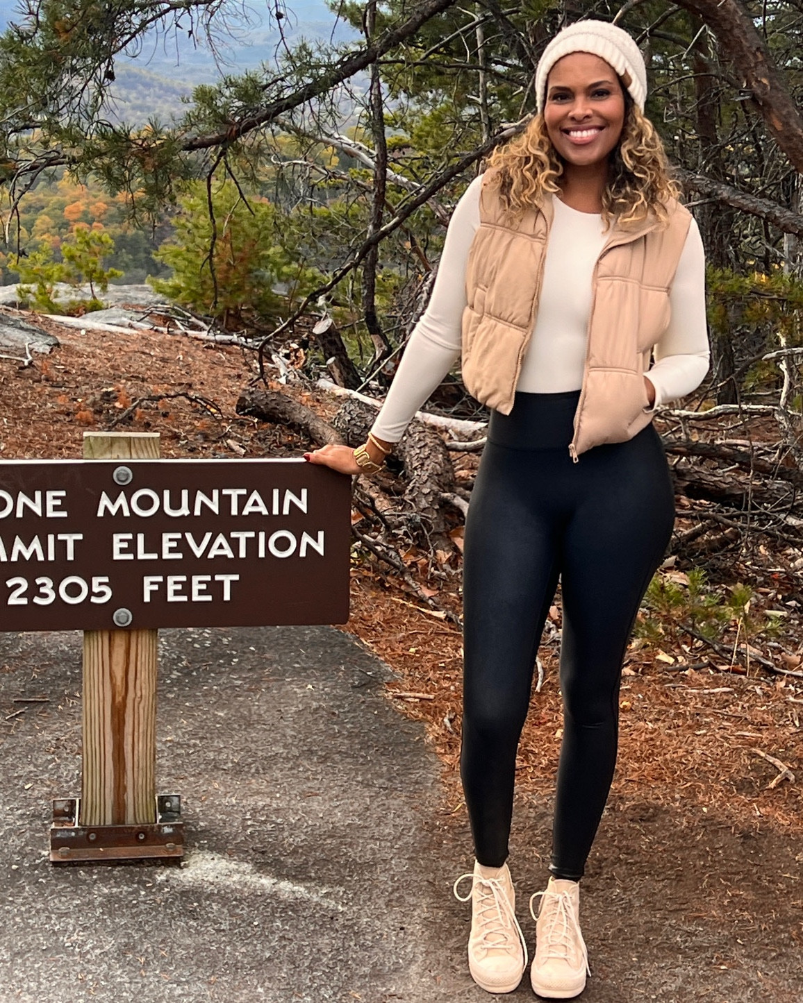 My hiking outfit from last week. My top and vest are old so I linked similar ones. Shoes, leggings and hat are exact and linked as well. This combination made me feel both warm and cute! 

#LTKShoeCrush #LTKFindsUnder100 #LTKSeasonal