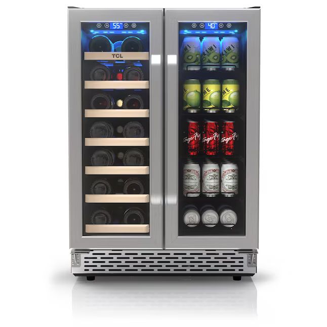 TCL 23.4-in W Stainless Steel Dual Zone Cooling Built-In /freestanding Indoor Wine Cooler | Lowe's