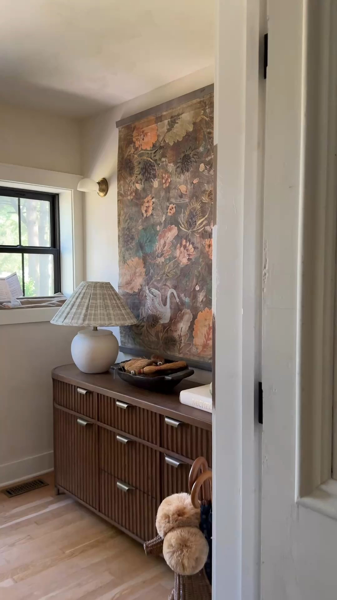 Entryway progress update! Got this new tapestry & going to paint the trim mauve! Love this sideboard from anthro it’s the isla sideboard #anthropartner @anthropologiehome 

#LTKHome