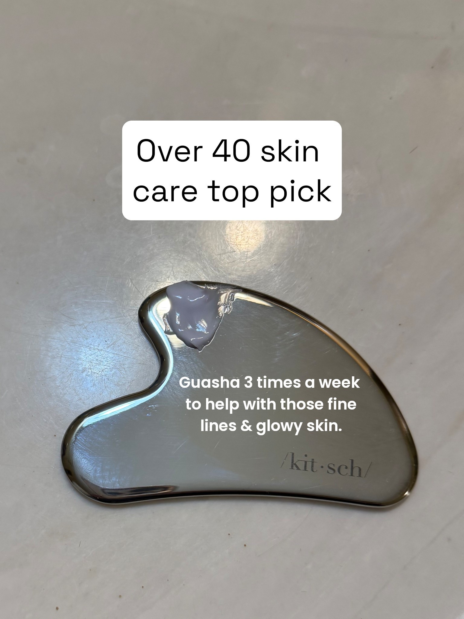 Stainless steel guasha stone + dewy moisturizer is ✨
