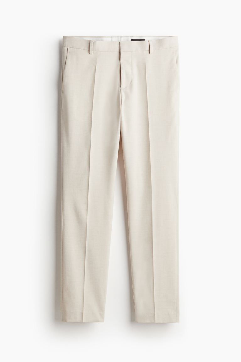 Slim Fit Suit Pants - Regular waist - Long - Light beige - Men | H&M US | H&M (US + CA)