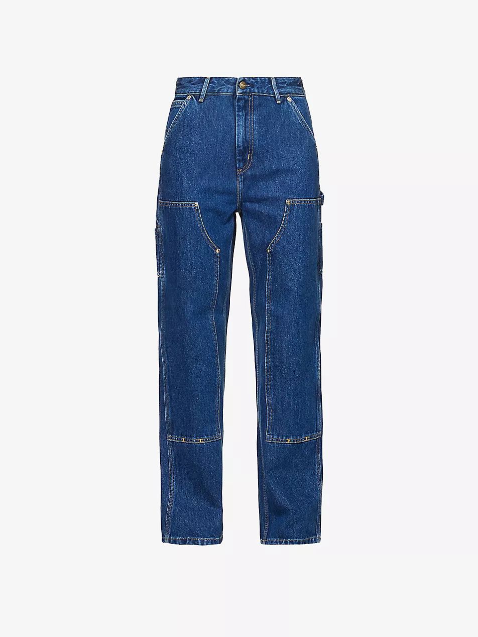 Nash brand-patch straight-leg high-rise jeans | Selfridges