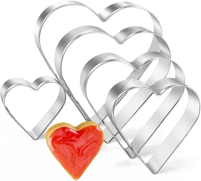 Heart Cookie Cutter Set, Gtmkina 5 Pieces Stainless Steel Small Biscuit Cutters Heart Shaped Mold... | Amazon (US)