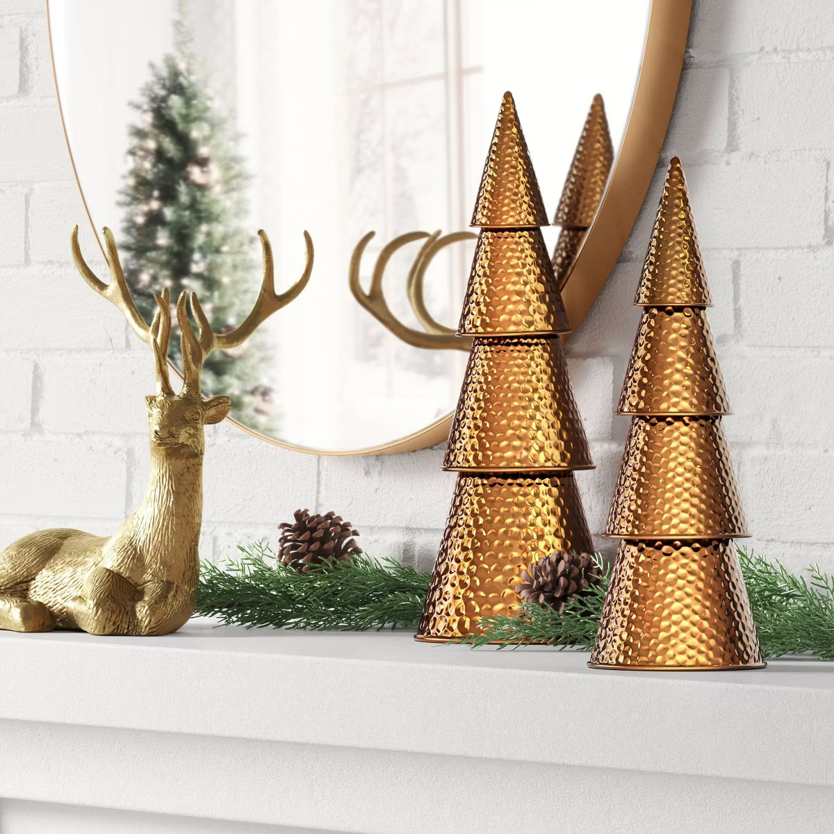 11.5" Hammered Metal Cone Christmas Tree Figurine - Wondershop™ Gold | Target