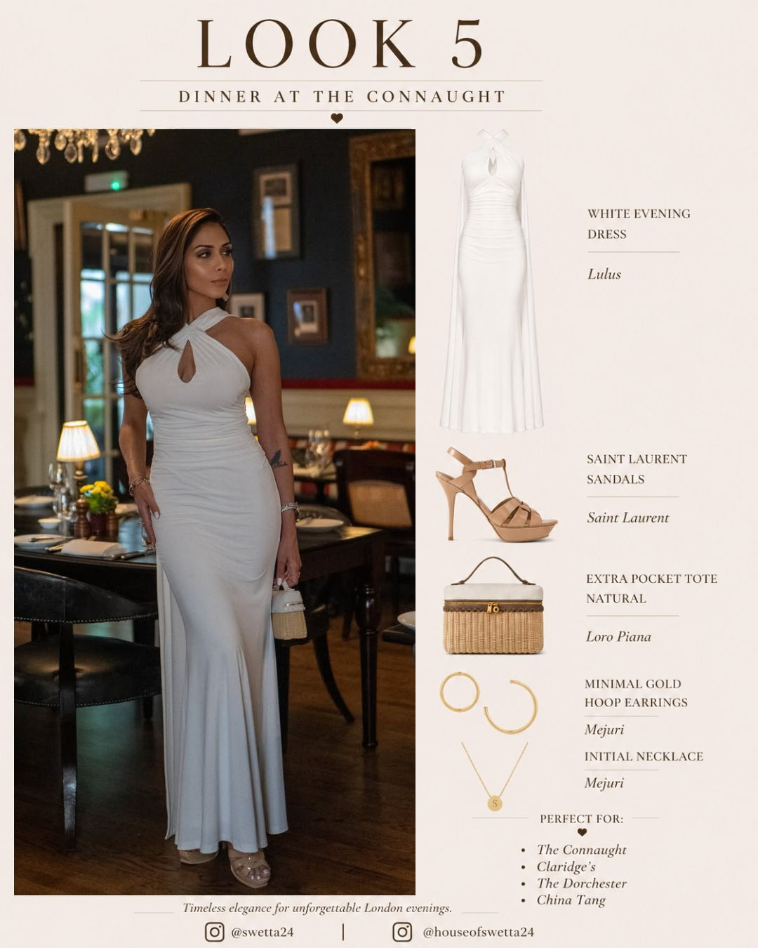 
Dinner at Gore London 🤍 For an elegant London evening, I chose this timeless white gown paired with Saint Laurent sandals and my Loro Piana Extra Pocket Tote. Clean lines, neutral tones, and understated accessories created a look that felt effortlessly sophisticated from dinner through the rest of the evening. 

 #LTKgrwm #LTKvlog #LTKSeasonal