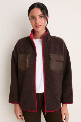 Brown and Red Fleece Lawrence Full Length Zip Up | Tuckernuck (US)