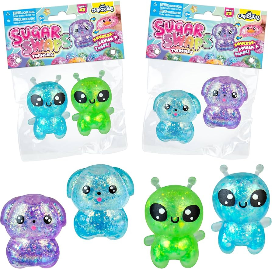 ORB Curiosities Aliens and Dogs Sugar Swaps 2 Pack - 4 Sparkly Sugar Alien and Dog Squishy Toys t... | Amazon (US)