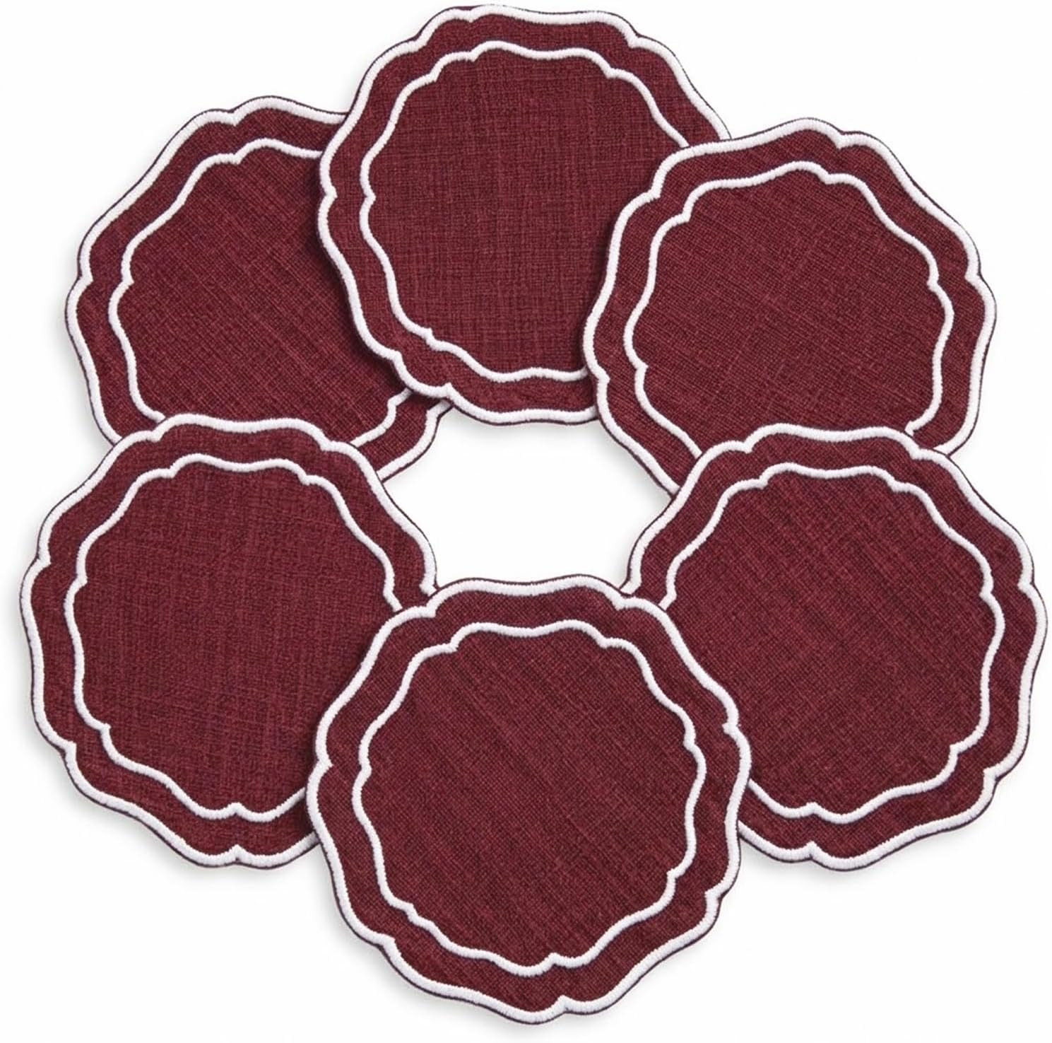 Linen Coasters for Drinks, Set of 6, 6 inch, Cinnabar | Amazon (US)