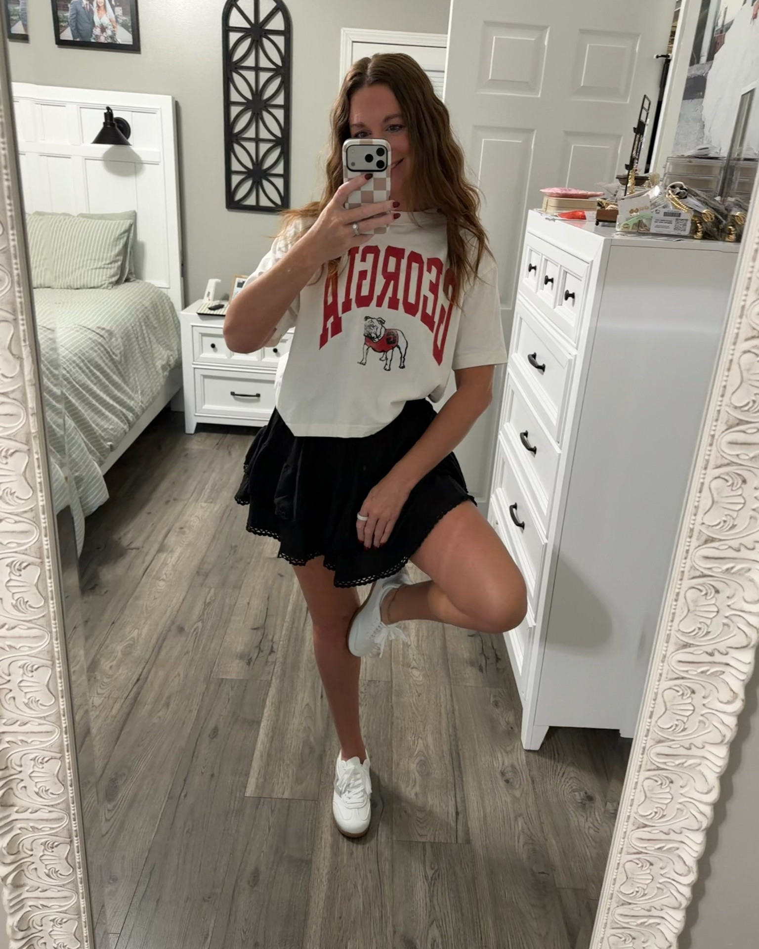 College football season is here and we are ready for it! 🏈❤️

Love a good oversized shirt and skirt for an easy game day look or to just support your favorite football team! 

I’m 5’7” wearing a large in the shirt and a medium in the skort. 

Shirt is from Academy sports last year (couldn’t tag it) but I’ve tagged some other fun options!! 

Skort comes in several colors and I own all of them. This is a go-to item for me that I always have on hand to wear! 

Shoes are a favorite brand of mine and so comfy. Memory foam bottoms but I do recommend sizing up a half size.

#LTKootd #LTKgrwm #LTKmomlife