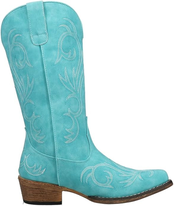 ROPER Womens Riley Embroidered Snip Toe Casual Boots Mid Calf Low Heel 1-2" - Black | Amazon (US)