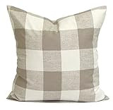 Tan Pillow Cover, Buffalo Check Pillow, Plaid Pillow, Tan Throw Pillow, Neutral Throw Pillow, Neutra | Amazon (US)
