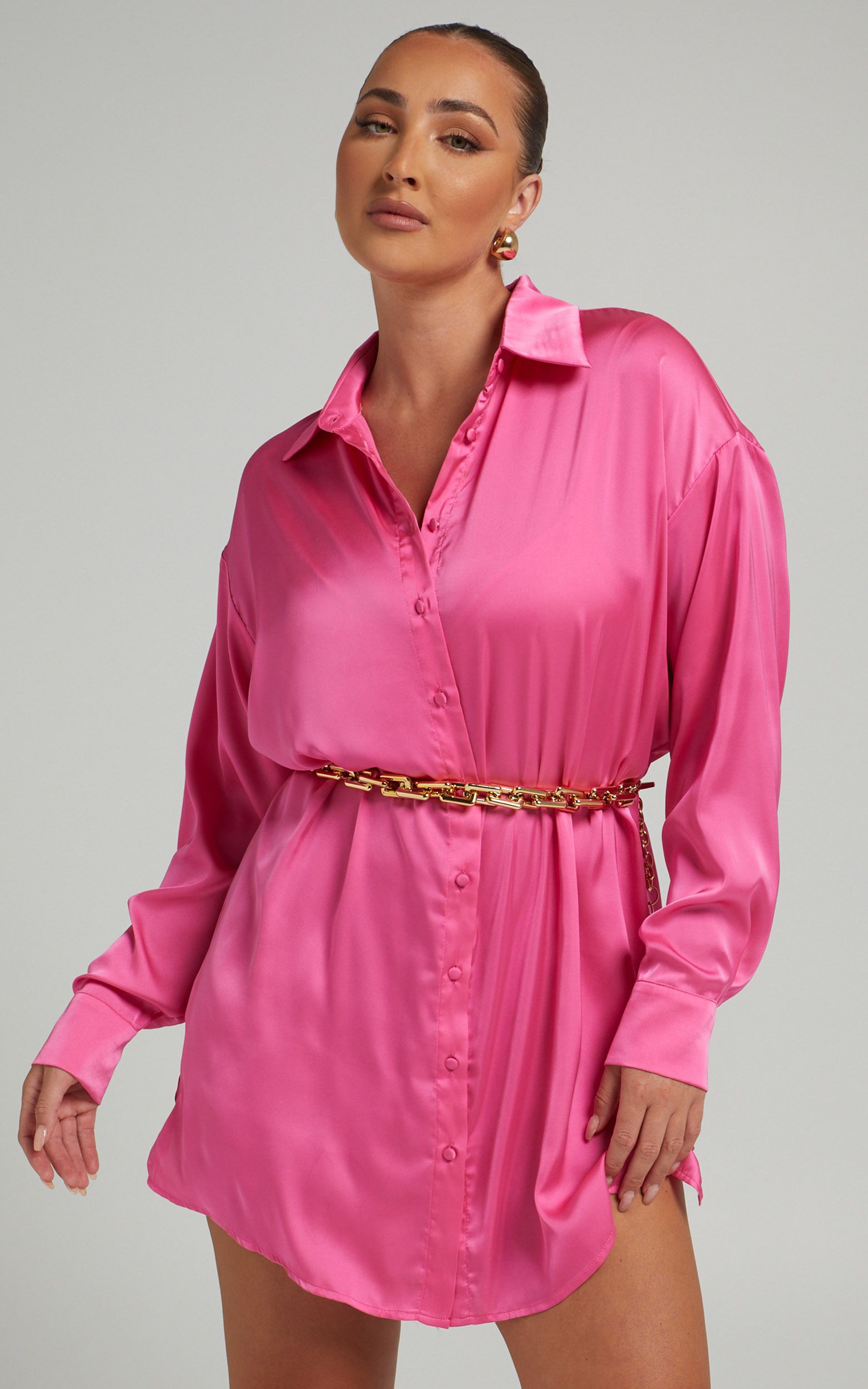 Desiree Shirt Dress in Bubblegum Pink | Showpo | Showpo - deactived