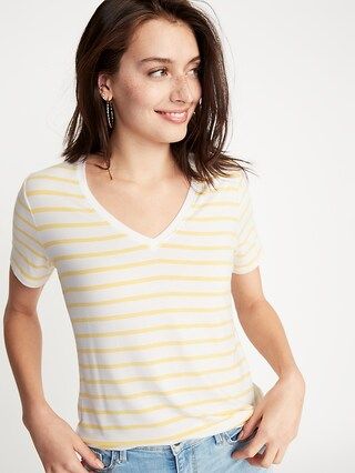 Striped Luxe V-Neck Tee for Women | Old Navy US