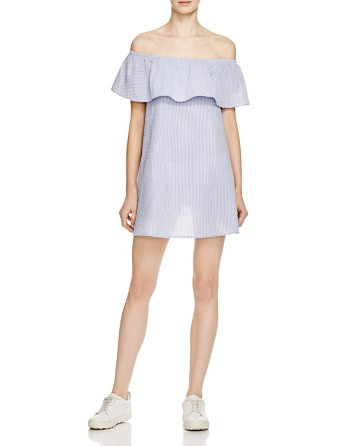 Off-The-Shoulder Ruffle Stripe Dress | Bloomingdale's (US)