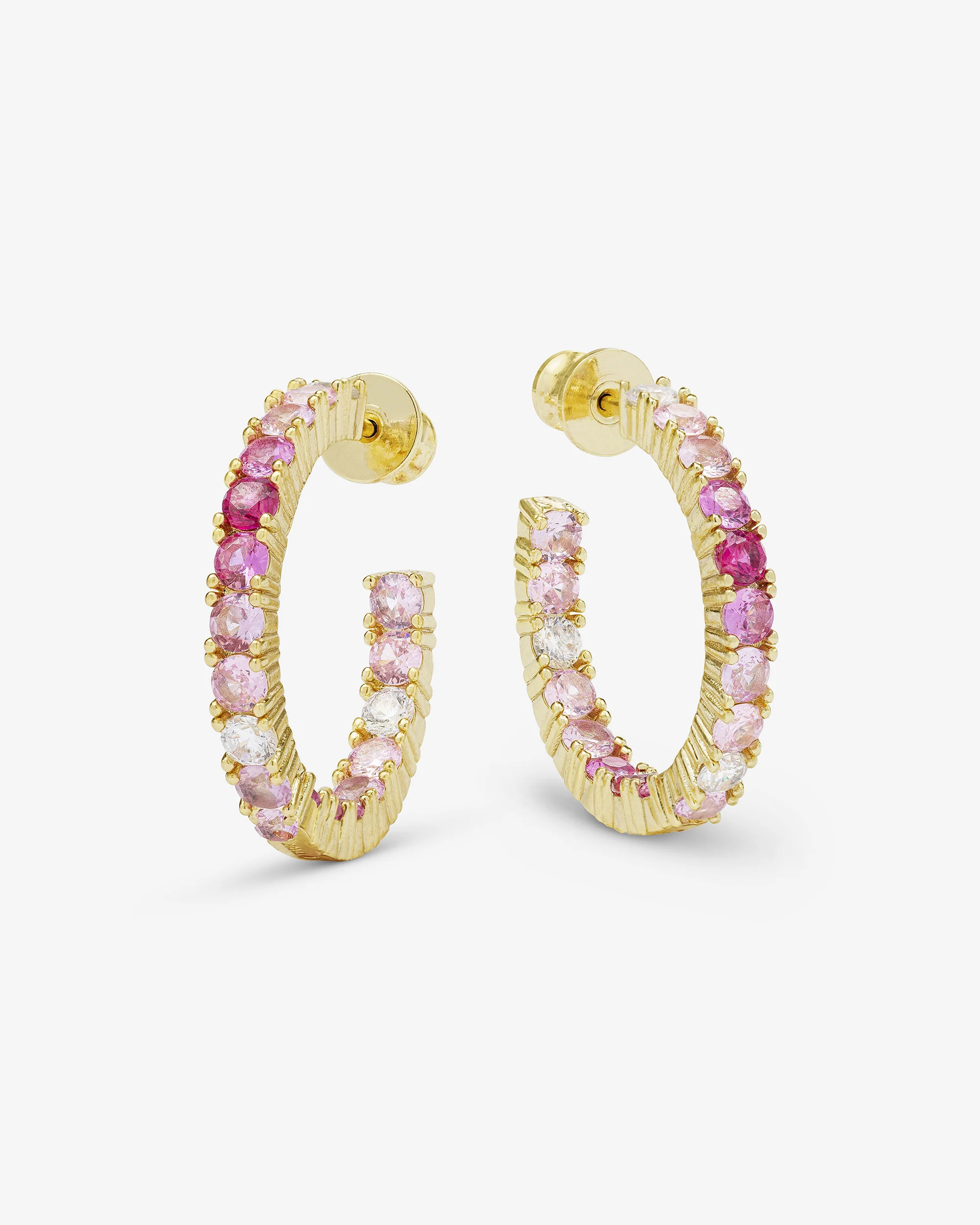 Heiress Ombré Hoops 1"" - Gold|Pink Sapphire Ombré | Melinda Maria Jewelry