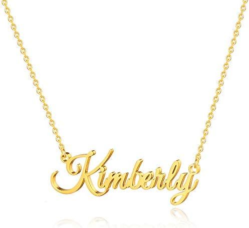 IEFSHINY Custom Name Necklace Personalized, 14K Gold Plated Name Necklace Personalized Charm Jewe... | Amazon (US)