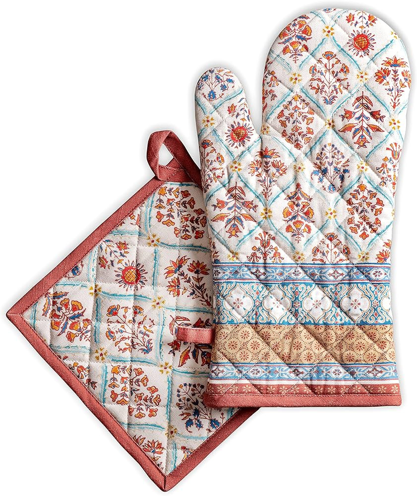 Maison d' Hermine Oven Mitt (7.5"x13") & Pot Holder (8"x8") 100% Cotton Kitchen Oven Mitt + Pot H... | Amazon (US)