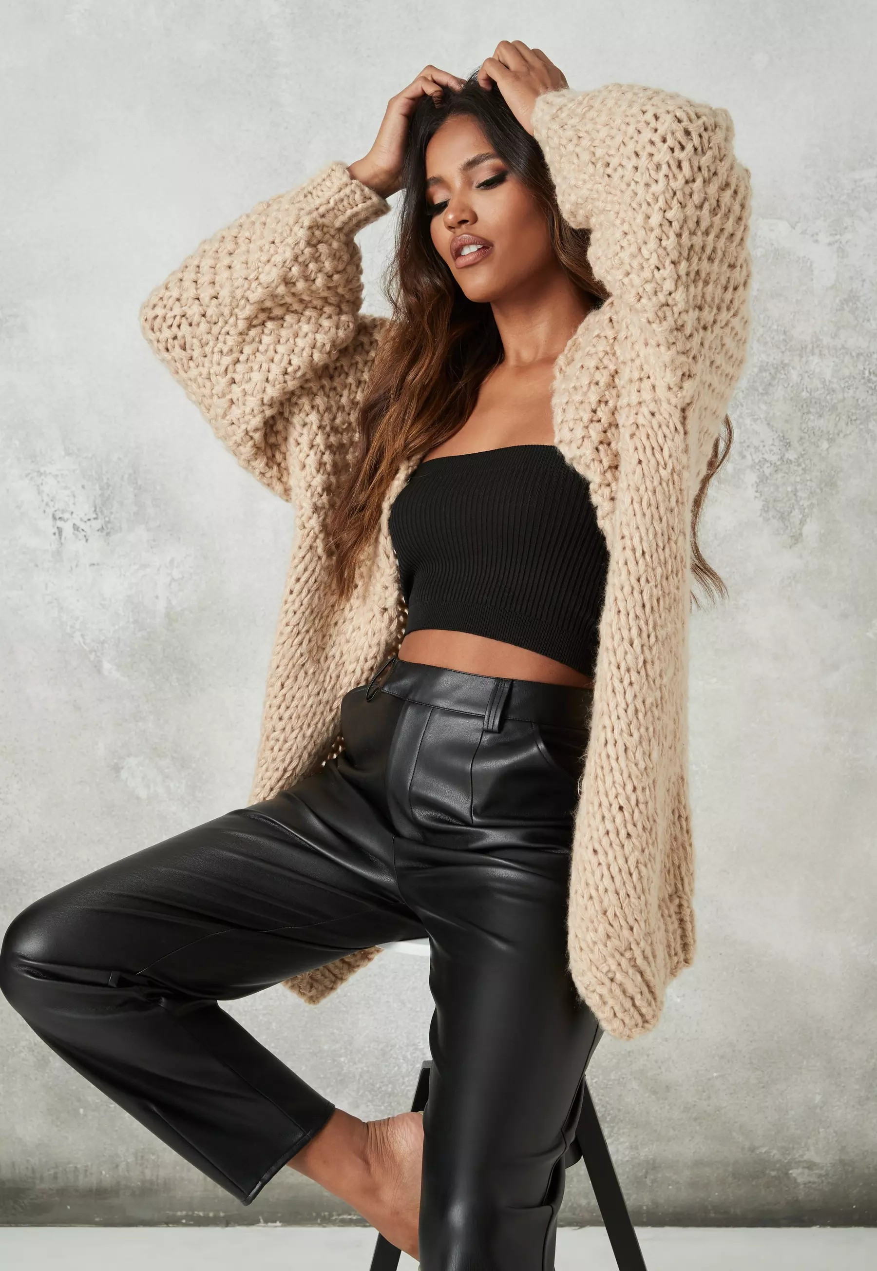 Stone Hand Knit Cardigan | Missguided (US & CA)