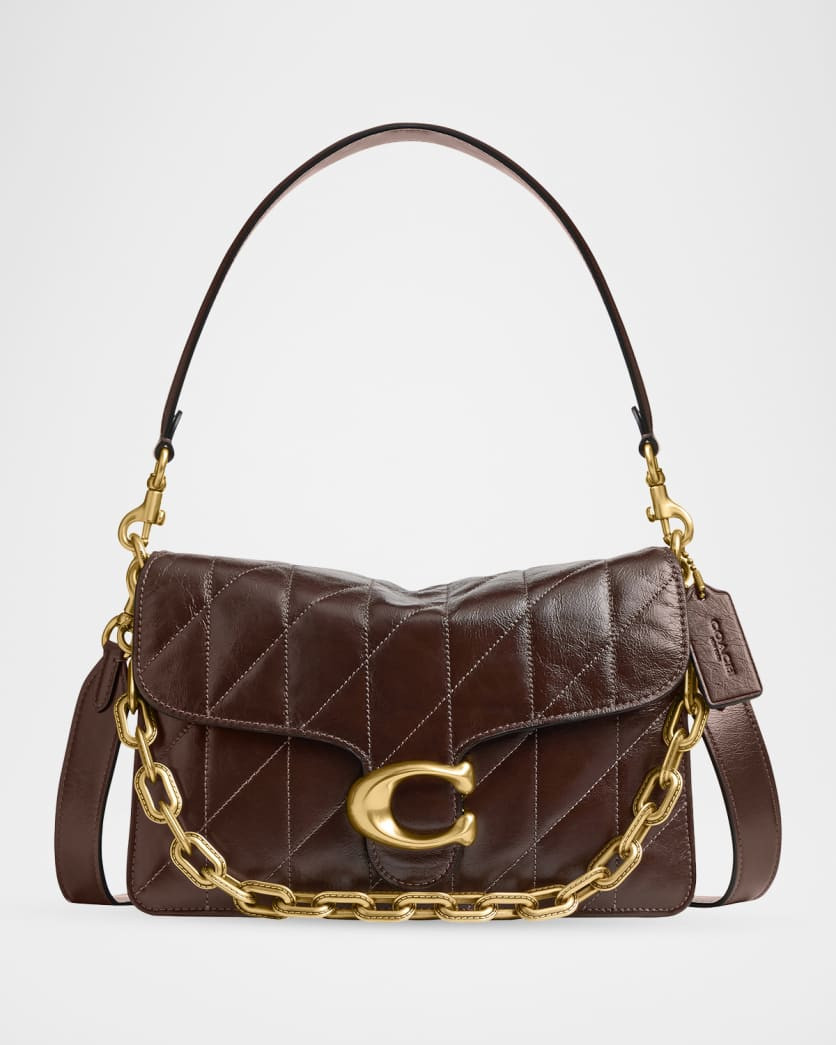 Tabby Quilted Glazed Leather Shoulder Bag | Neiman Marcus