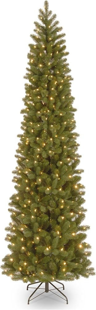 National Tree Company 9 ft Pre-Lit Downswept Douglas Fir Slim Artificial Christmas Tree, 500 Clea... | Amazon (US)