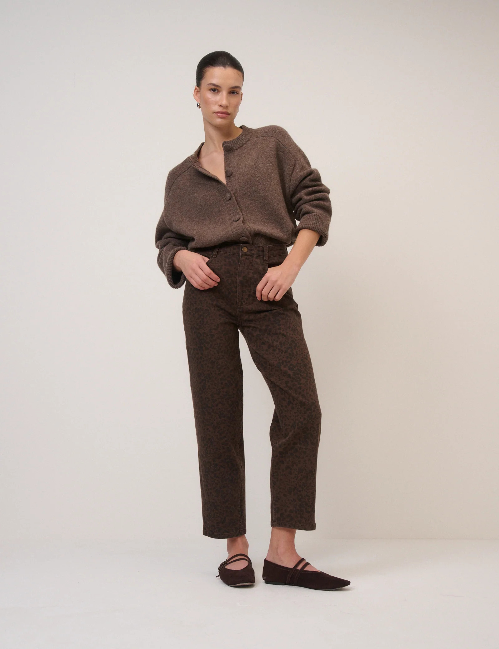 Leopard Print Mid Rise Camden Tapered Jeans | Nobody's Child