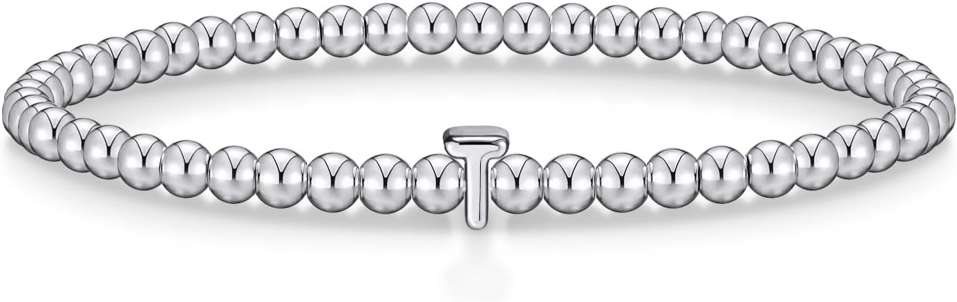Wowshow Gold Bracelets for Women, 18K Gold Plated Stretch Initial Beaded Bracelets with A-Z Lette... | Amazon (US)