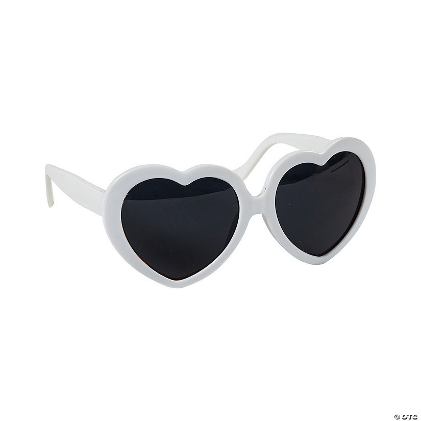 Adults White Heart-Shaped Sunglasses - 12 Pc. | Oriental Trading Company