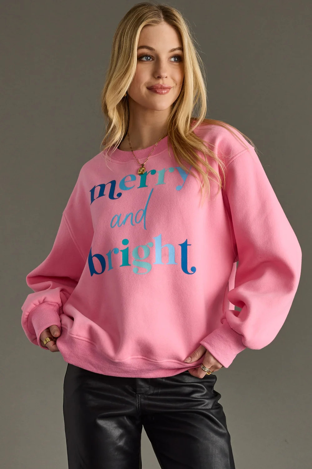 Merry &amp; Bright Sweatshirt - Pink | Panache Accessories