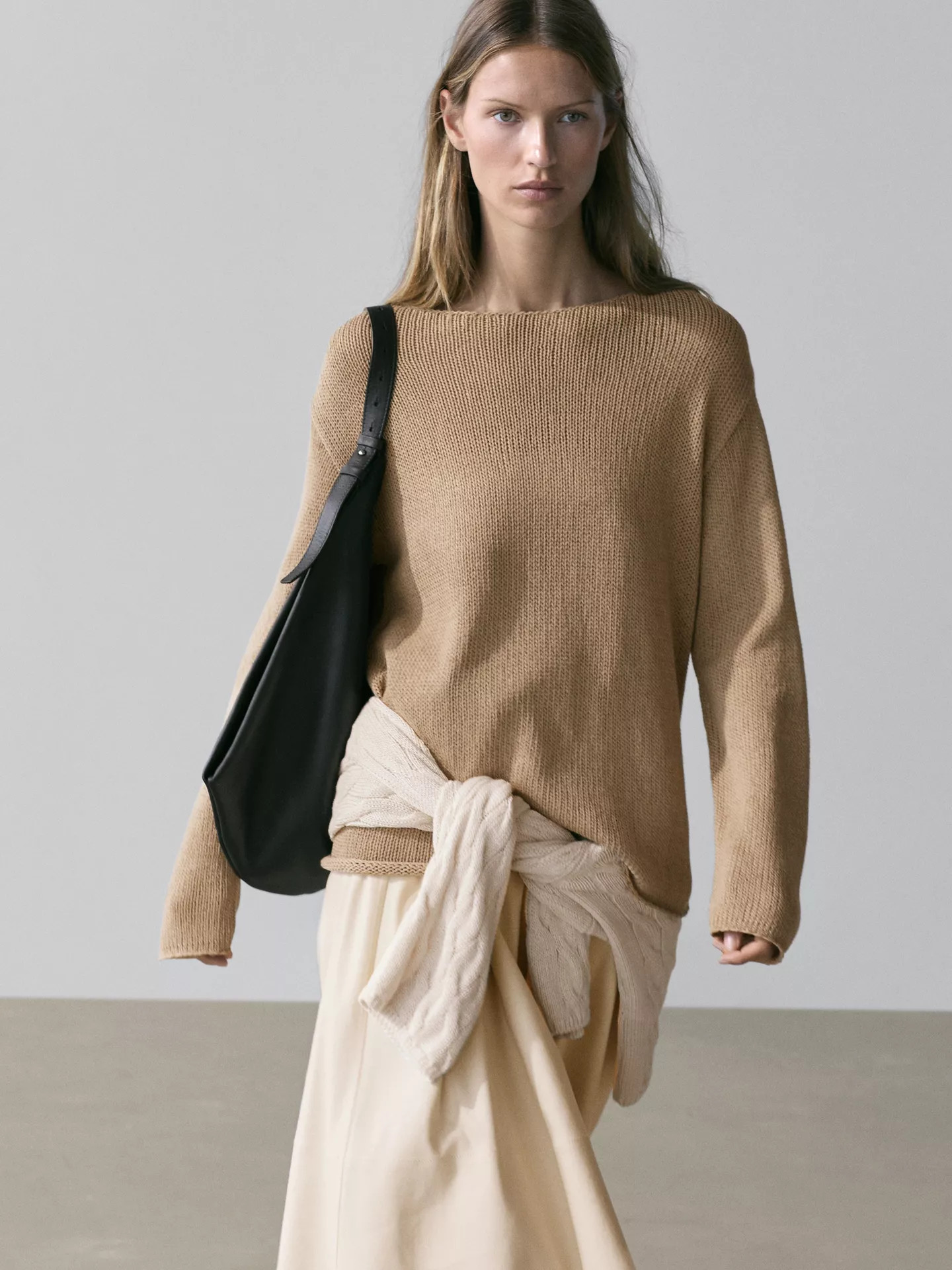 Cotton blend cutwork sweater | Massimo Dutti UK