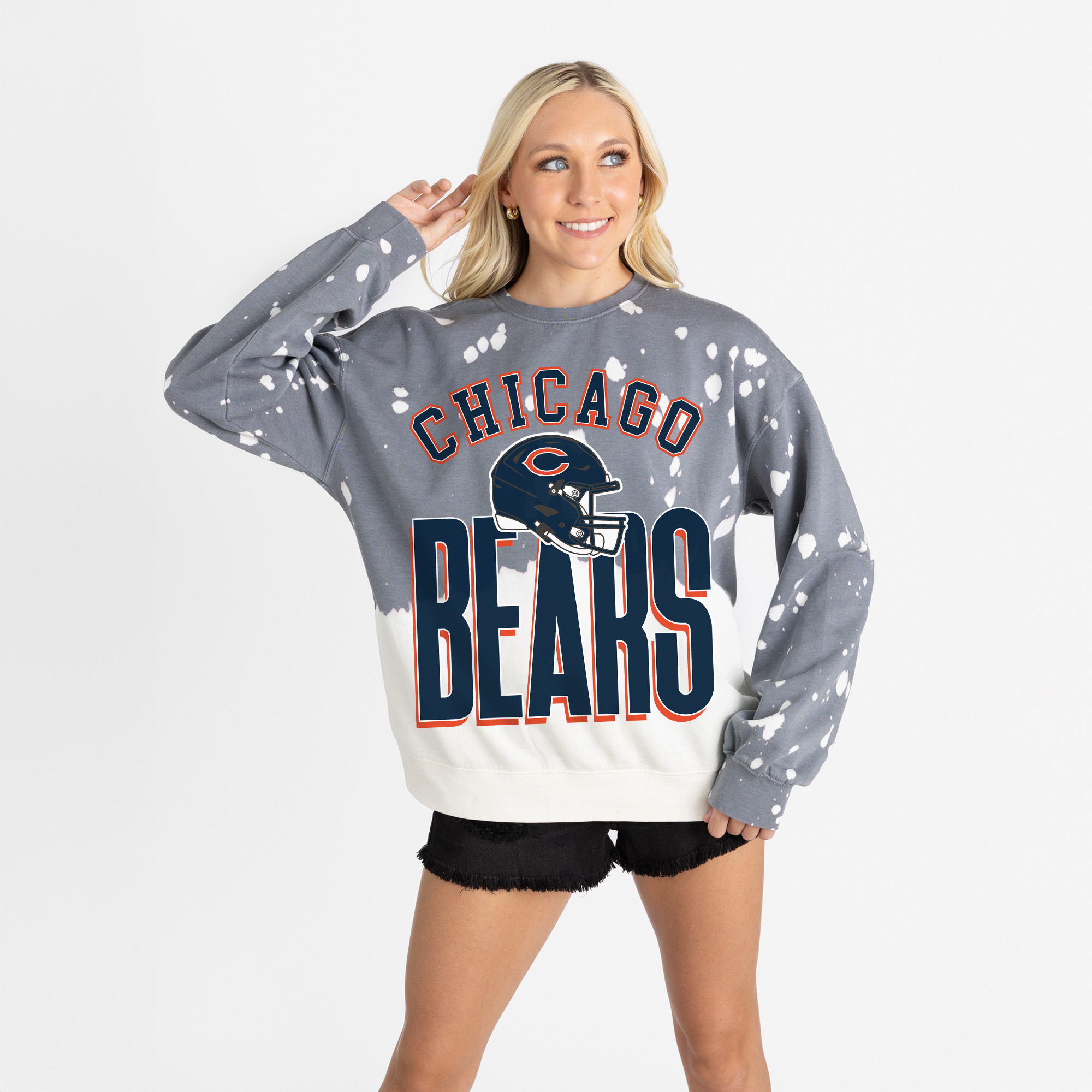 Women's Gameday Couture Gray Chicago Bears Arch Rivals Faded Wash Sweatshirt | Fanatics