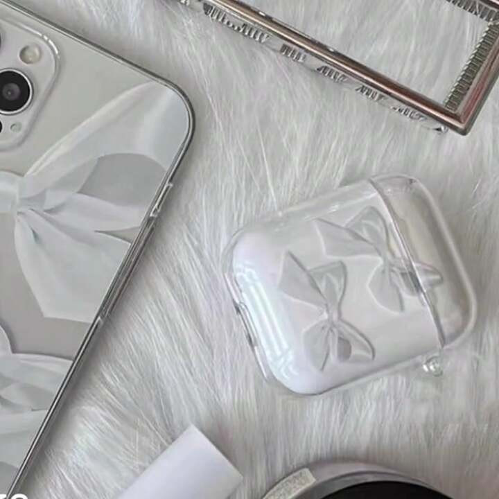 Minimalist White Bowknot Clear AirPods 1/2/3/Pro/Pro 2 Case Cover | SHEIN
