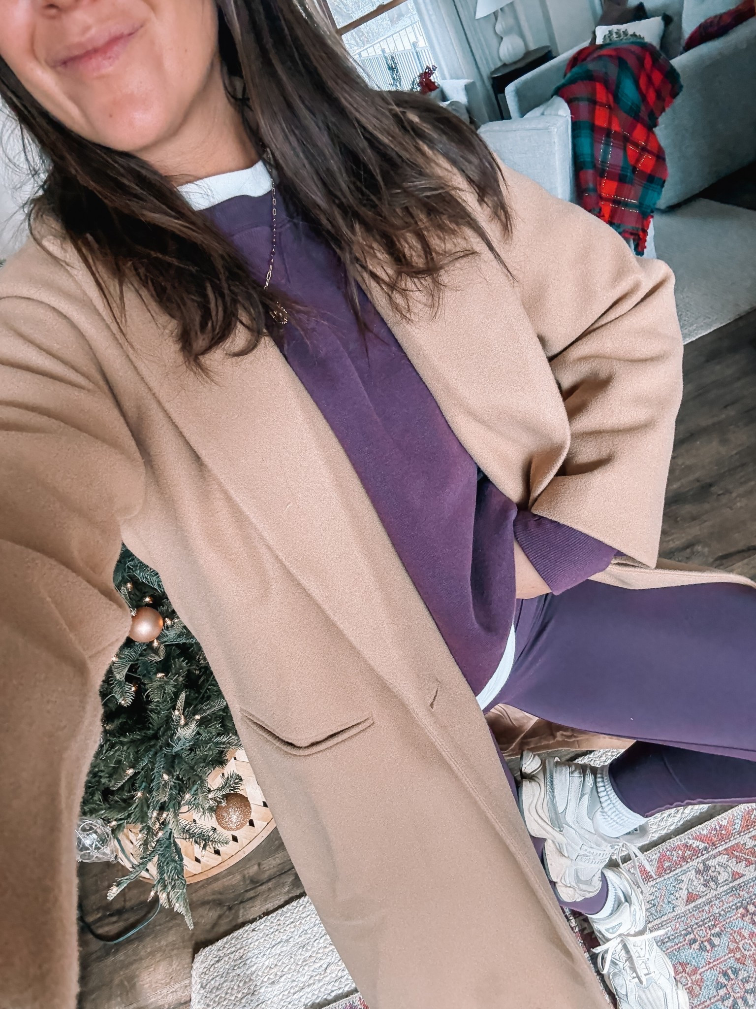 Aerie matching sweatshirt & the best leggings! Medium 

Also love a good top wool coat to make the outfit dressed up a bit 

Aerie real
New balance sneakers
Winter outfit 
Winter coat
Winter jacket 

#LTKCyberWeek #LTKActive #LTKdayinmylife