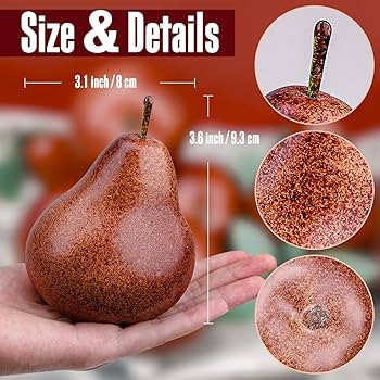 6 Pcs Faux Brown Pears - Realistic Fake Fruit Artificial Pear Decorations for Table Centerpiece, ... | Amazon (US)