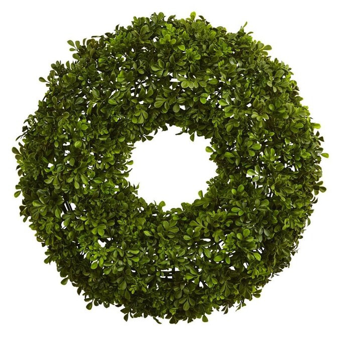 Nearly Natural 22-in Green Artificial Boxwood Wreaths | Lowe's