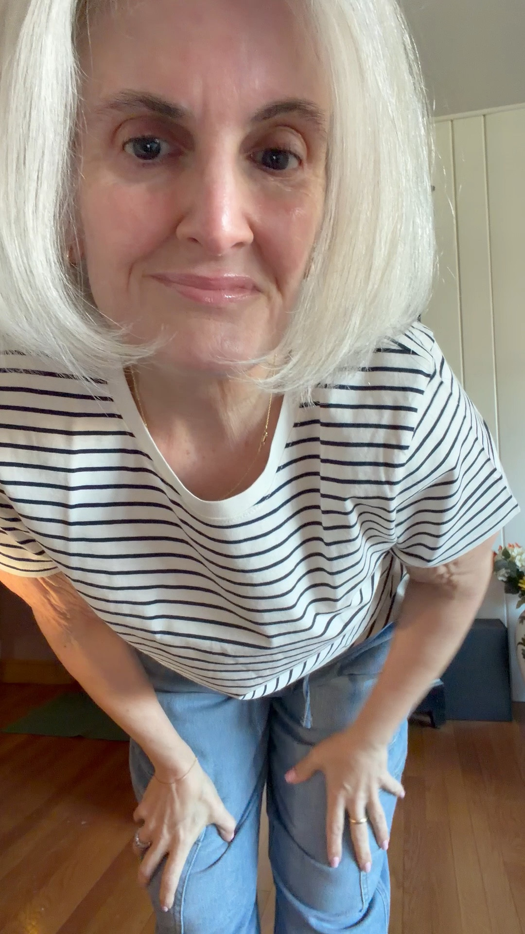 Cargo denim joggers. I’m wearing the medium . The tee is a large . @walmartfavoritefinds 

#LTKMidsize #LTKPetite #LTKOver40