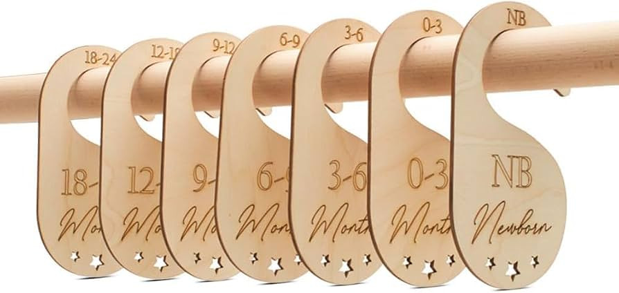 Baby Closet Dividers, Set of 7 Baby Clothes Organizer, Double Sided Wooden Baby Closet Organizer ... | Amazon (US)