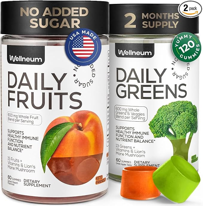 Super Greens + Super Fruits Gummies (Fruits/Greens Powder in Gummies Form) - 600mg Greens Blend +... | Amazon (US)