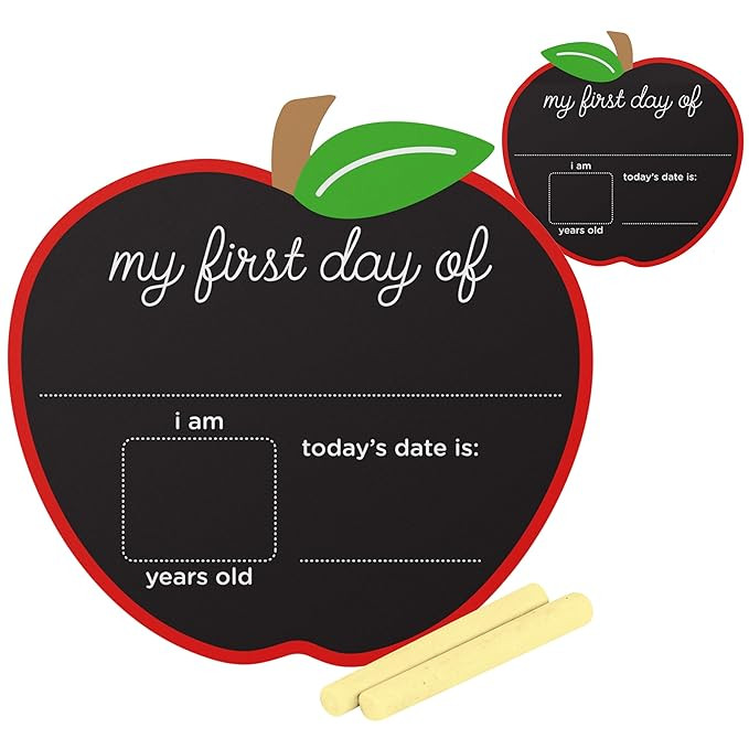 Pearhead First and Last Day of School Chalkboard Sign, Apple Shaped Reusable Photo Prop with Chal... | Amazon (US)