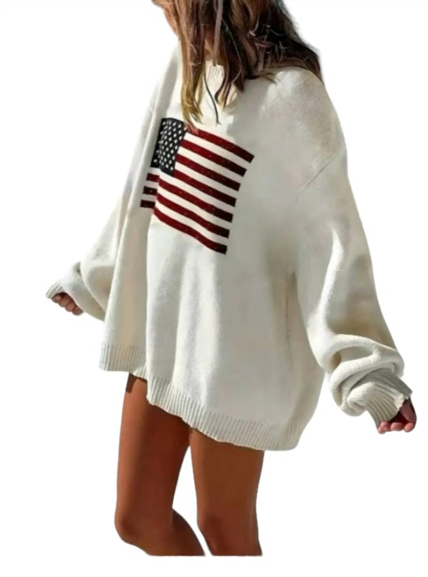 Flag Sweater In Off White | Shop Simon
