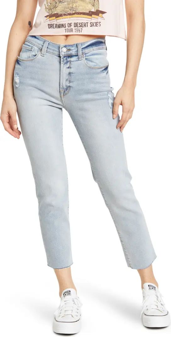 Distressed High Rise Raw Crop Skinny Jeans | Nordstrom Rack