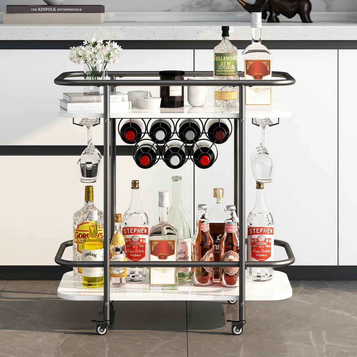 Bar Cart with Glass Holder, Wine Rack | Wayfair North America