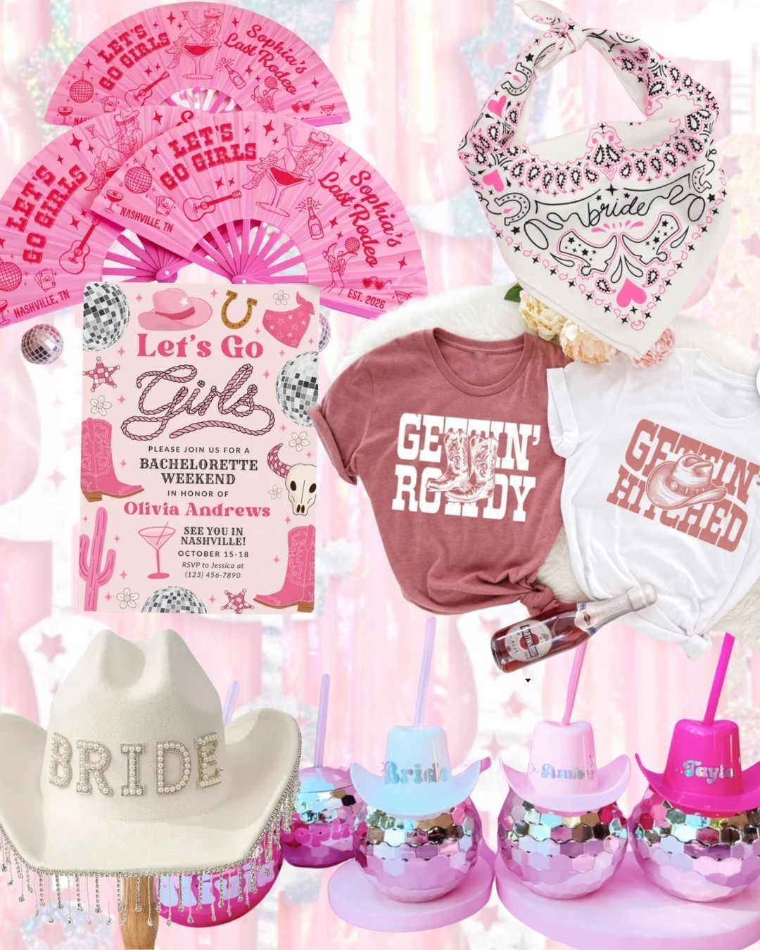 Space cowboy bachelorette party let’s go girls party cowboy bridal party bachelorette party decor party favors invitations 